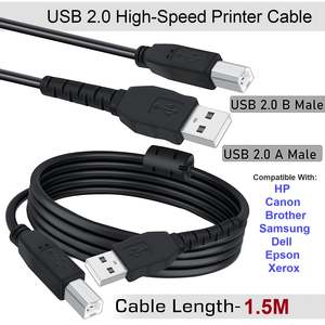 Office Supplies: High-Speed USB 2.0 A to B Printer Cable For HP Canon Brother Epson Xerox