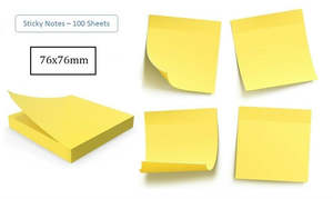 100 Sheets 76mm x 76mm Sticky Notes Memo Pad Office Stationery