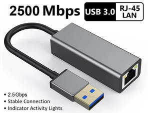 USB 3.0 to RJ45 2.5Gbps 2500Mbps Gigabit Ethernet Internet Network LAN Adapter