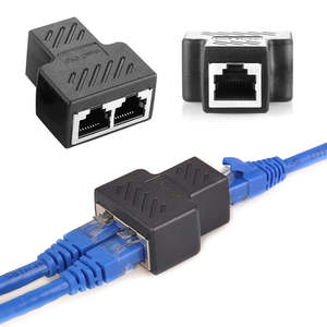 Ethernet Splitter 1 In 2 Out RJ45 Female Connector Adapter LAN Network Cable Output