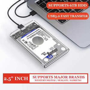 2.5" Inch USB 3.0 To SATA HDD / SSD Transparent External Hard Disk Drive Enclosure