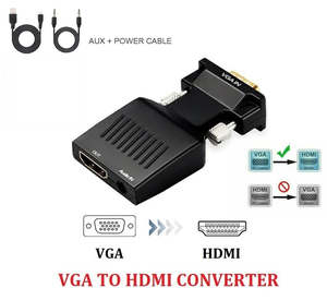 VGA Male To HDMI Female Video Display Port Converter Adapter With Audio Connect