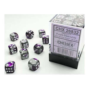 Supplies: CHESSEX 12mm D6 DICE BLOCK (36 DICE) GEMINI PURPLE-STEEL WITH WHITE