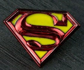 SUPERMAN LOGO COLOUR ENAMEL PEWTER LAPEL PIN