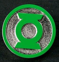 Pins: GREEN LANTERN LOGO COLOUR ENAMEL PEWTER LAPEL PIN