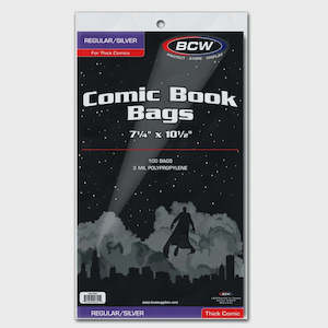Comic Supplies: BCW COMIC BOOK BAGS SILVER (For Thick Comics)