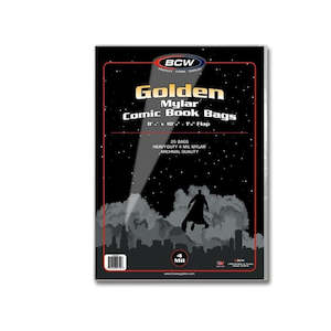 Comic Supplies: BCW GOLDEN MYLAR BAGS (4 MIL) - 25 bags