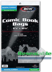 Comic Supplies: BCW COMIC BOOK BAGS MODERN / CURRENT SIZE - RESEALABLE