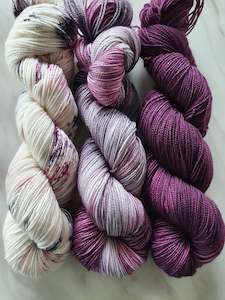Dk 8ply Merino: Black Cherry 3 Skein Fade  - Marmalade Twist Sock