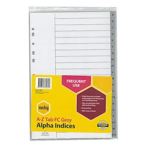 Marbig indices & dividers a-z tab pp foolscap grey