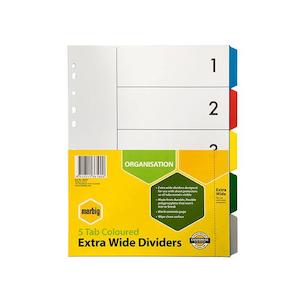 Marbig indices & dividers 5 tab pp a4 extra wide