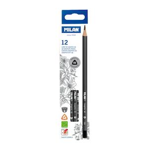 Pencils: Milan Graphite Pencils 6B Pack of 12 - Ergonomic Design