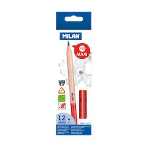 Milan HB Maxi Graphite Pencils - Pack of 12, 3.5mm Lead