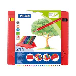 Drawing Instruments: Milan Flexibox Triangular Coloured Pencils 24 Assorted