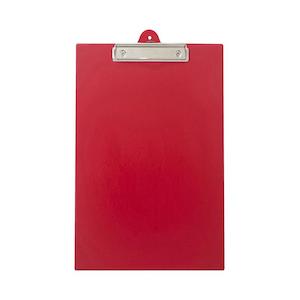 OSC PVC Clipboard Single Foolscap Red with Strong Clip CB5SRD