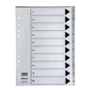 Esselte indices pp a4 1-10 grey