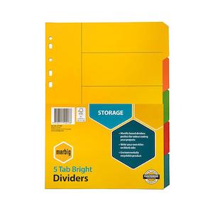 Marbig indices & dividers 5 tab manilla a4 brights