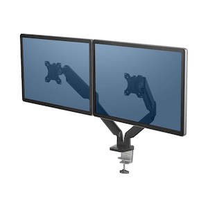 Ergonomic Accessories: Fellowes Dual Monitor Arm with USB, 40" - Platinum F8042501