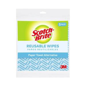 Cloths Wipes: Scotch-Brite Reusable Wipes, Antibacterial, Pack of 5