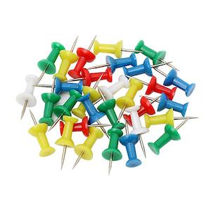 Binders Clips Pins: Marbig Push Pins Assorted H/Sell Pk 30 975268