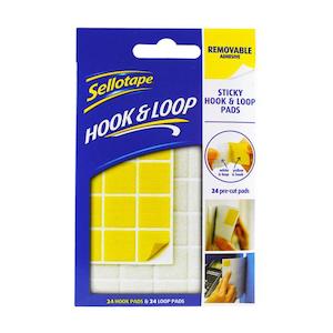 Sellotape Sticky Hook & Loop Pads Removable 20mm 24 Pack