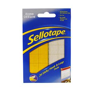 Sellotape Sticky Hook & Loop Pads Permanent 20mm 24 Pack