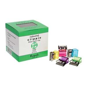 Binders Clips Pins: Clippie Paper Clip Slide Large Coloured Box 50