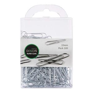 Binders Clips Pins: Dixon Paper Clips 33mm Pk 100 Round