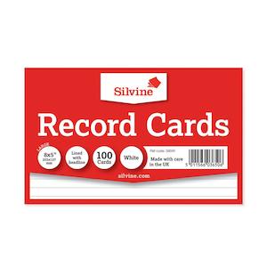 Health Safety: Silvine Record Cards 8x5" Ruled White 100 Pack 200gsm