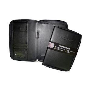 OSC Leather Look Log Book Cover Black LBC2007