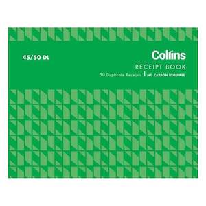 Collins Cash Receipt 45/50dl Duplicate No Carbon Required