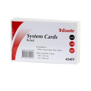 Health Safety: Esselte system cards 127x76mm (5x3) yellow pack 100