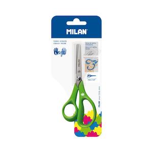 Cutters Trimmers Guillotines: Milan 140mm Left-Handed Scissors, Green, Stainless Steel