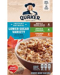 Quaker Instant Oatmeal Lower Sugar Variety