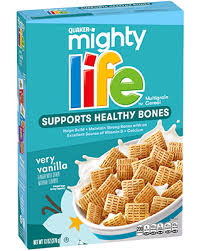 Breakfast: Quaker Mighty Life Supports Healthy Bones Very Vanilla