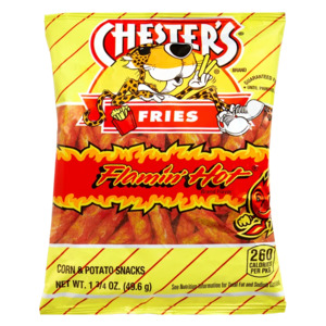 Snacks: Chester's Fries Flamin' Hot 1 3/4oz (49.6g)