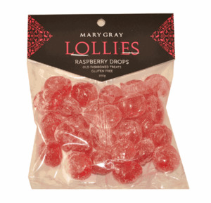 Mary Gray Raspberry Drops - 100gm Bag Mary Gray