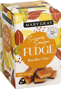 Products: Mary Gray Summer Season Choc Banoffee Fudge 220gm Gift Box Mary Gray