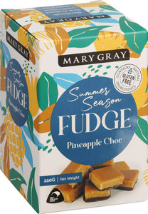 Products: Mary Gray Summer Season Choc Pineapple Fudge 220gm Gift Box Mary Gray