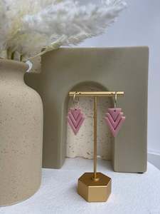 Emilys Atelier Nz: Pink art deco silver hoops