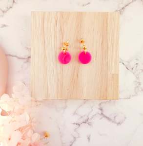 Emilys Atelier Nz: Barbie hot pink gold studs