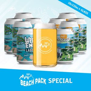 Products: Beach Pack - 10x 330ml Cans + Glass - Mata Brewery