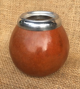 Products: Mini pumpkin gourd with silver rim for drinking Mate Guru