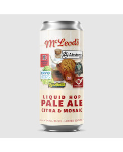 Beer : Waipu: McLeod's Liquid Hop Cryo Abstrax Pale Ale Citra & Mosaic LE 440ml - Beer-McLeods, Waipu : Waipu Liquor Centre