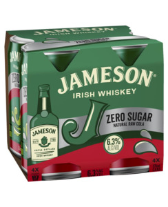 Jameson Zero Sugar & Natural Raw Cola 6.3% 4pk cans - Premixed-Whisky : Waip&hellip;
