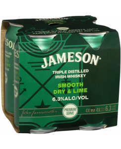 Jameson Dry & Lime 375ml 6.3% 4pk cans - Premixed-Other : Waipu Liquor Centr&hellip;