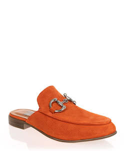 Flats Sale: Nu X Neo Debra Orange Leather Mule
