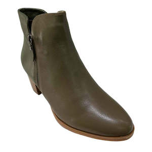 Boots Sale: Chrissie Davis Kaki Leather Ankle Boot