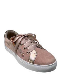 Flats Sale: Chrissie Deb Rose Gold Suede Leather Sneaker