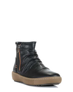 Cabello Winnie Black Leather Casual Ankle Boot
